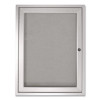 1 Door Enclosed Vinyl Bulletin Board With Satin Frame, 24" x 36", Silver Surface, Satin Aluminum Frame