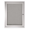 1 Door Enclosed Vinyl Bulletin Board With Satin Frame, 30" x 36", Silver Surface, Satin Aluminum Frame