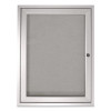 1 Door Enclosed Vinyl Bulletin Board With Satin Frame, 36" x 36", Silver Surface, Satin Aluminum Frame