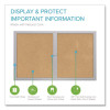 2 Door Enclosed Natural Cork Bulletin Board With Satin Frame, 60" x 36", Tan Surface, Satin Aluminum Frame