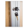 2 Door Enclosed Natural Cork Bulletin Board With Satin Frame, 60" x 48", Tan Surface, Satin Aluminum Frame