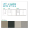 3 Door Enclosed Vinyl Bulletin Board With Satin Frame, 72" x 48", Silver Surface, Satin Aluminum Frame