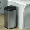 Sensor Trash Can, Rectangular, 13 Gal, Plastic/Stainless Steel, Silver