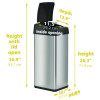 Sensor Trash Can, Rectangular, 13 Gal, Plastic/Stainless Steel, Silver