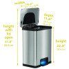 Step Pedal-Sensor Trash Can, 13 Gal, Plastic/Stainless Steel, Silver/Black