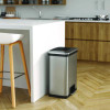 Step Pedal-Sensor Trash Can, 13 Gal, Plastic/Stainless Steel, Silver/Black
