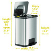 Step Pedal Trash Can With Airstep Technology, 13 Gal, Plastic/Stainless Steel, Silver