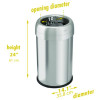 Open Top Trash Can, 13 Gal, Plastic/Stainless Steel, Silver