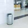 Open Top Trash Can, 13 Gal, Plastic/Stainless Steel, Silver