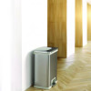 Step Pedal-Sensor Trash Can, 13 Gal, Plastic/Stainless Steel, Silver/White