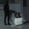 Dual Compartment Sensor Recycle Bin And Trash Can With Wheels, 16 Gal, Plastic/Stainless Steel, Silver/Black