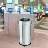 Open Top Trash Can With Wheels, Round, 16 Gal, Plastic/Stainless Steel, Silver