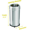 Open Top Trash Can With Wheels, Round, 16 Gal, Plastic/Stainless Steel, Silver