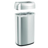 Open Top Trash Can, Oval, 16 Gal, Plastic/Stainless Steel, Silver