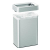 Open Top Trash Can, Rectangular, 16 Gal, Plastic/Stainless Steel, Silver