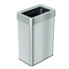 Open Top Trash Can, Rectangular, 16 Gal, Plastic/Stainless Steel, Silver