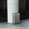 Open Top Trash Can With Wheels, Rectangular, 16 Gal, Plastic/Stainless Steel, Silver