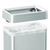 Open Top Trash Can With Wheels, Rectangular, 16 Gal, Plastic/Stainless Steel, Silver