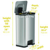 Step Pedal Trash Can With Airstep Technology, 18 Gal, Stainless Steel, Silver