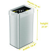 Open Top Trash Can, Rectangular, 18 Gal, Plastic/Stainless Steel, Silver