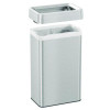Open Top Trash Can, Rectangular, 18 Gal, Plastic/Stainless Steel, Silver