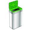 Open Top Compost Bin With Color-Coded Lid, 21 Gal, Plastic/Stainless Steel, Silver/Green