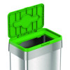 Open Top Compost Bin With Wheels And Color-Coded Lid, 21 Gal, Plastic/Stainless Steel, Silver/Green