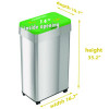 Open Top Compost Bin With Wheels And Color-Coded Lid, 21 Gal, Plastic/Stainless Steel, Silver/Green