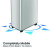 Open Top Recycling Bin With Wheels And Color-Coded Lid, 21 Gal, Plastic/Stainless Steel, Silver/Blue