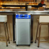 Open Top Recycling Bin With Wheels And Color-Coded Lid, 21 Gal, Plastic/Stainless Steel, Silver/Blue