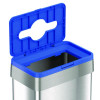 Open Top Recycling Bin With Wheels And Color-Coded Lid, 21 Gal, Plastic/Stainless Steel, Silver/Blue