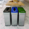 Open Top Trash Can/Recycle Bin/Compost Bin w/Color-Coded Lids Set, 21 Gal, Plastic/Stainless Steel, Silver/Black/Blue/Green