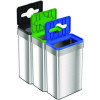 Open Top Trash Can/Recycle Bin/Compost Bin w/Color-Coded Lids Set, 21 Gal, Plastic/Stainless Steel, Silver/Black/Blue/Green