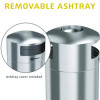 Extra-Large Dual Side-Entry Trash Can, Outdoor, 50 Gal, Stainless Steel, Silver