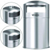 Extra-Large Dual Side-Entry Trash Can, Outdoor, 50 Gal, Stainless Steel, Silver