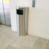 Side-Entry Trash Can With Wall Mount, 9 Gal, Stainless Steel, Silver