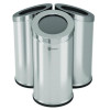 Beveled Open Top Trash Can, 15 Gal, Stainless Steel, Silver