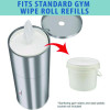Side-Entry Trash Can With Gym Wipe Dispenser, 9 Gal, Stainless Steel, Silver