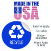 Vinyl Decals, Recycle, 4" Diameter, Blue/White, 3/Pack