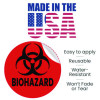 Vinyl Decals, Biohazard, 4" Diameter, Red/Black, 3/Pack