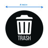 Vinyl Decals, Trash, 4" Diameter, Black/White, 3/Pack