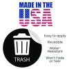 Vinyl Decals, Trash, 4" Diameter, Black/White, 3/Pack