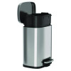 Fire-Resistant Step Pedal Trash Can, 1.3 Gal, Plastic/Stainless Steel, Silver