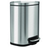 Fire-Resistant Step Pedal Trash Can, 1.3 Gal, Plastic/Stainless Steel, Silver