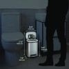 Fire-Resistant Step Pedal Trash Can, 1.3 Gal, Plastic/Stainless Steel, Silver