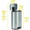 Step Pedal Trash Can, 8 Gal, Plastic/Stainless Steel, Silver