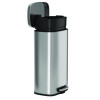 Step Pedal Trash Can, 8 Gal, Plastic/Stainless Steel, Silver