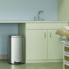 Step Pedal Trash Can, 8 Gal, Plastic/Stainless Steel, Silver