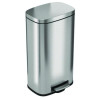 Step Pedal Trash Can, 8 Gal, Plastic/Stainless Steel, Silver