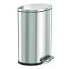 Fire-Resistant Step Pedal Trash Can, 13 Gal, Plastic/Stainless Steel, Silver